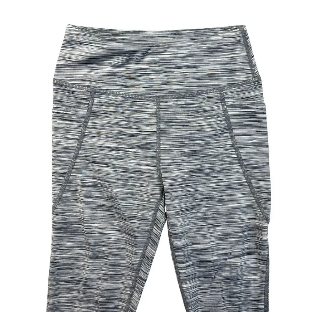Z by Zella Leggings Girls Small 7/8 Gray Heather Wide Waistband Pull on Stretch